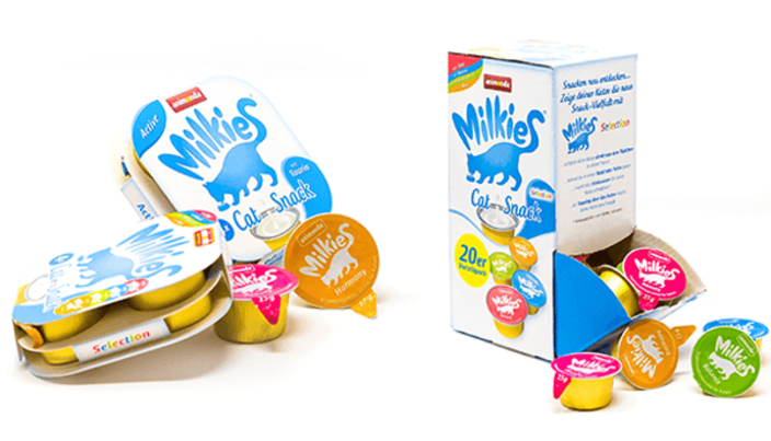 Cat milk in aluminum portion packs
