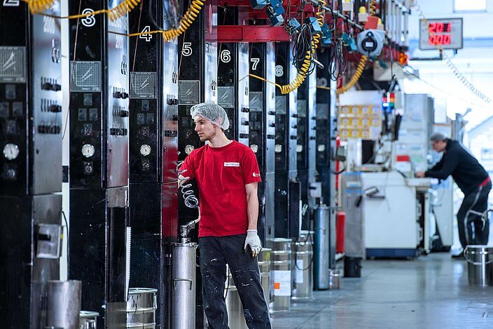 Cflex employees on the production line