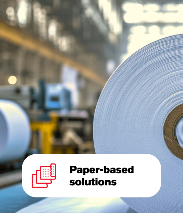 slitted reel of flexible packaging paper based reels