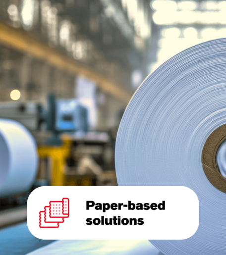 slitted reel of flexible packaging paper based reels