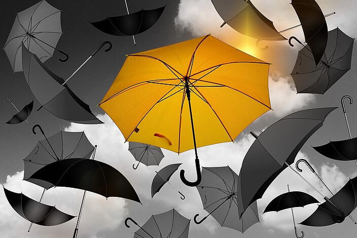 umbrellas black yellow